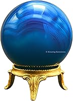 Vista 64 de Amazing Gemstone Bola de cristal de Yaxaita con soporte, bolas de meditación de esfera de cristal de 2 pulgadas para brujería y bolas decorativas