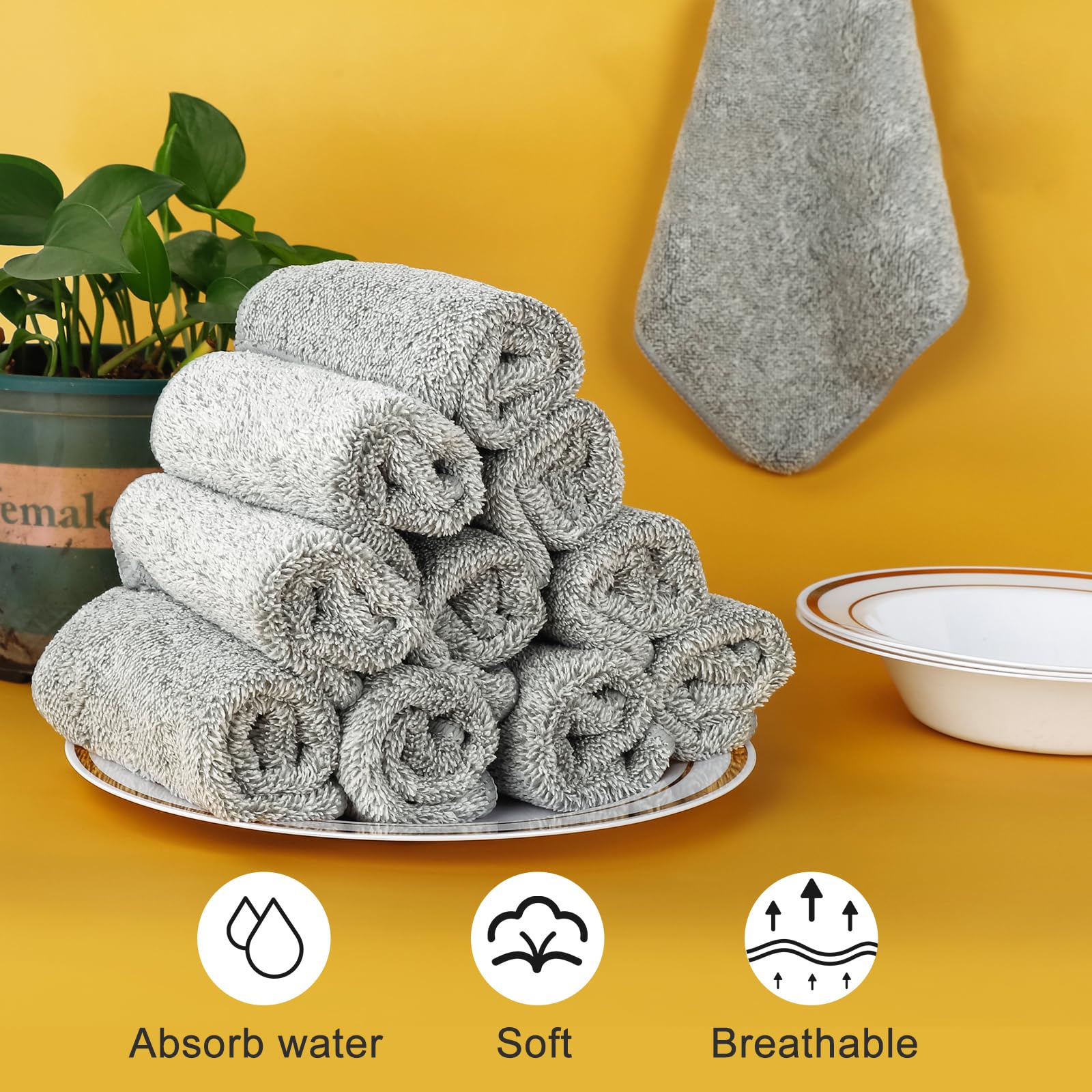 FGSAEOR Paños de cocina (12 unidades), paños de cocina de alta calidad, paño de limpieza de microfibra súper absorbente, trapos antiadherentes lavables con aceite de secado rápido para lavar platos