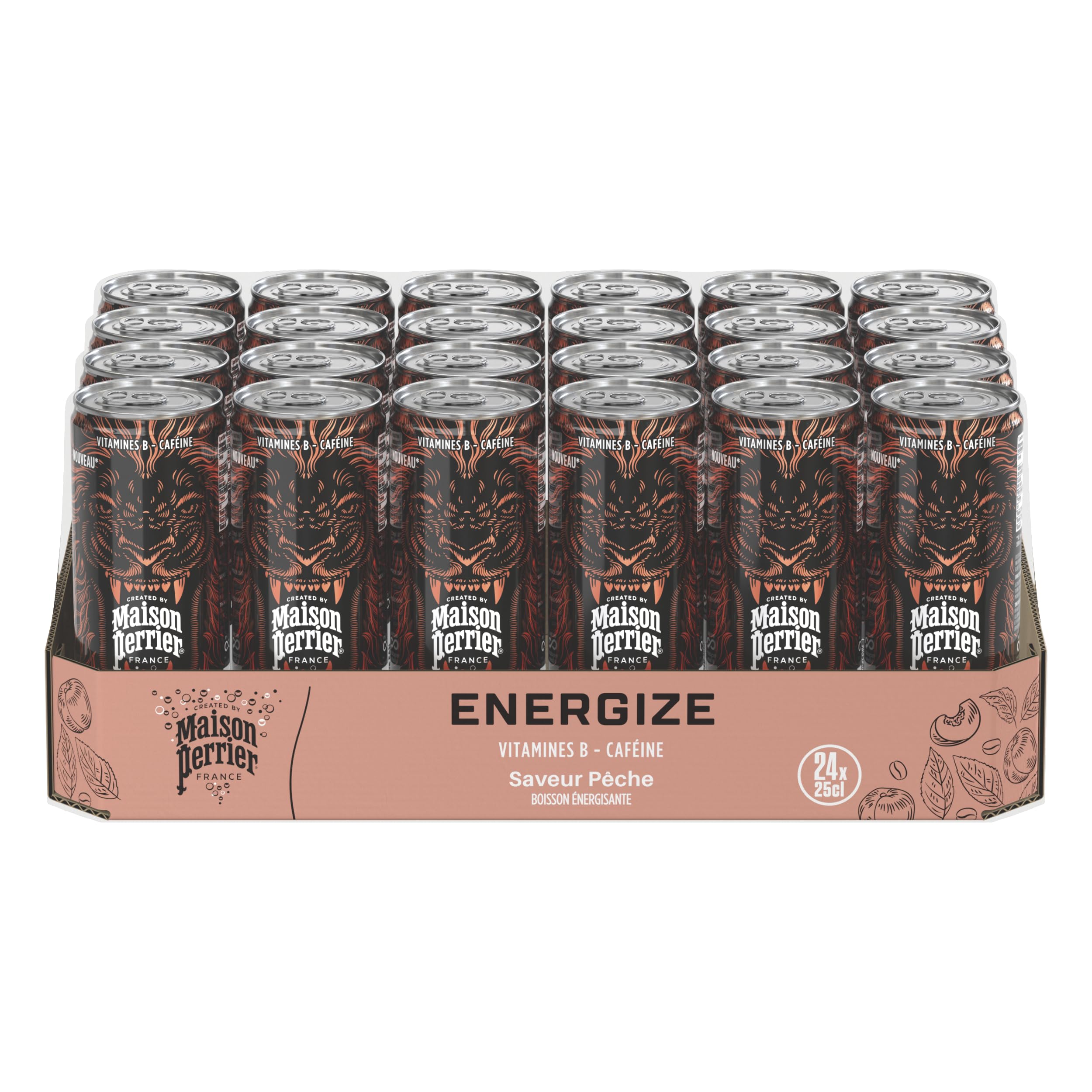 MAISON PERRIER ENERGIZE boisson énergisante saveur Pêche 24 x 25cl