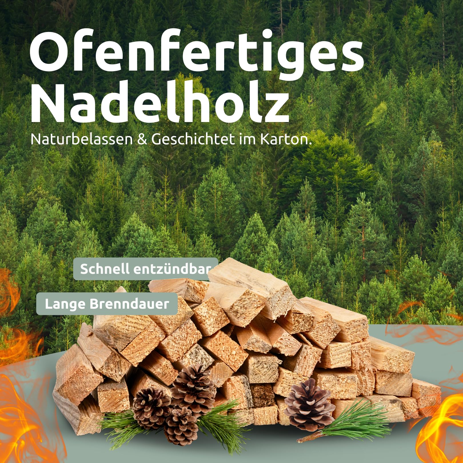 holz4home® Anfeuerholz Getrocknet 30kg I Nadelholz Anzündholz Ofenfertig Trockenes Anmachholz I Ideales Anfeuerholz für Grill Kamin Ofen BBQ Smoker als Kaminanzünder Grillanzünder
