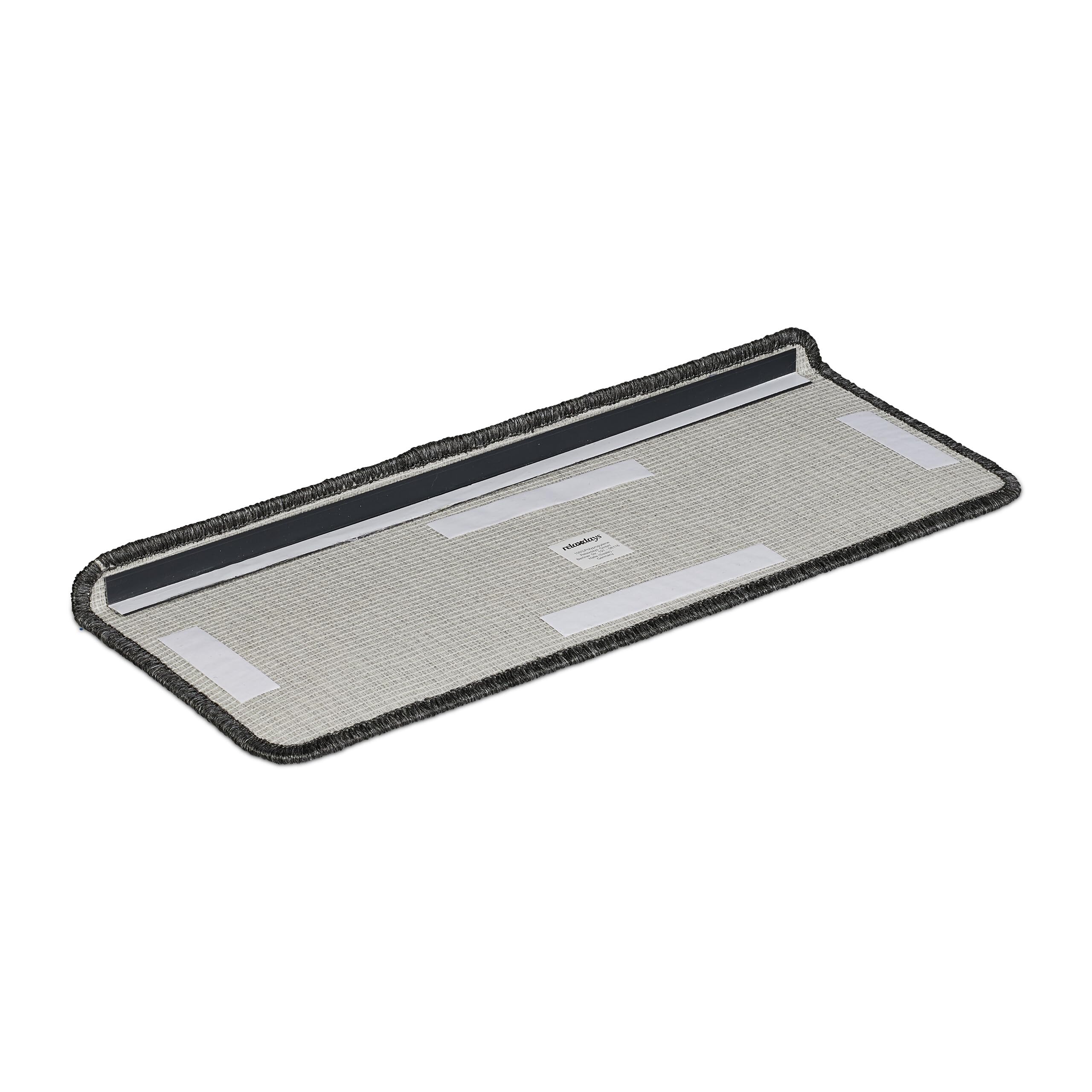 Relaxdays Stufenmatten 15er Set, rechteckige Treppenstufenmatten, 65 x 24 cm, Selbstklebende Treppenteppiche, dunkelgrau