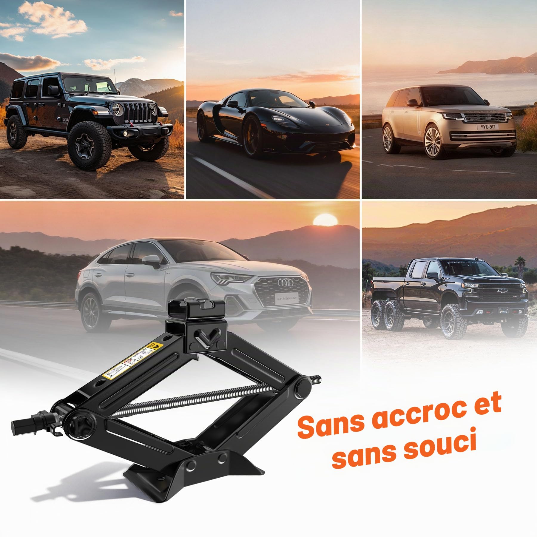 Forever Speed Jack Ciseaux pour Voiture SUV MPV Max 1.5T avec manivelle Manuelle Jack avec cric à cliquet