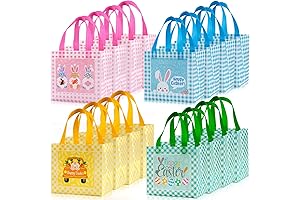 Easter Carrier Bag & Case: 16-Pack Reusable Goodie Bags for Egg Hunts and Party Favors