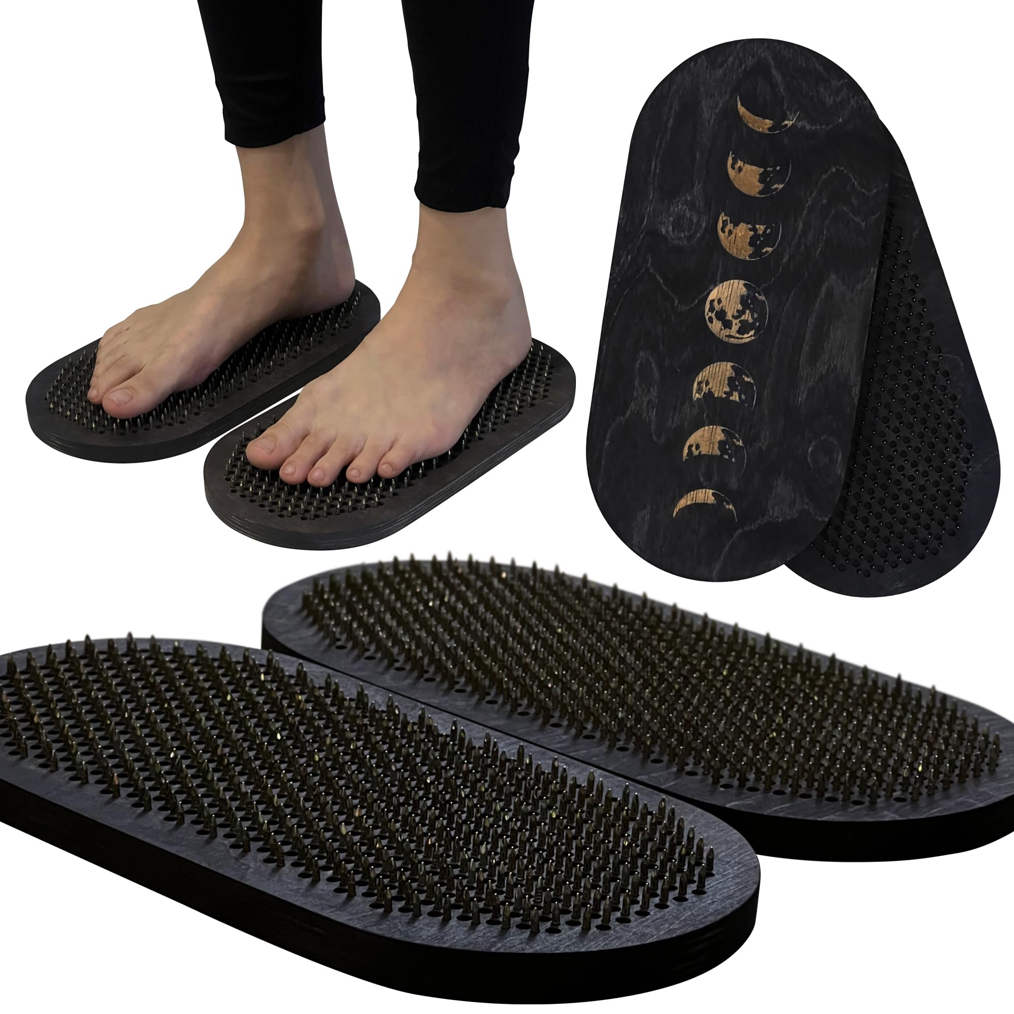 Sadhu Board for Yoga Beginners, Wooden Yoga Board for Acupressure and Meditation with Nails for Deep Tissue Massage, Acupuncture Massage, Nail Distance 0.31 in (8 mm)