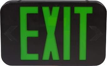 Morris Products LED Exit Sign Standard Type Green With Black Housing Battery Backup Automatic, Low Voltage Disconnect - Compact, Low-Profile Design Energy Saving, High Output 1 Count, 73017