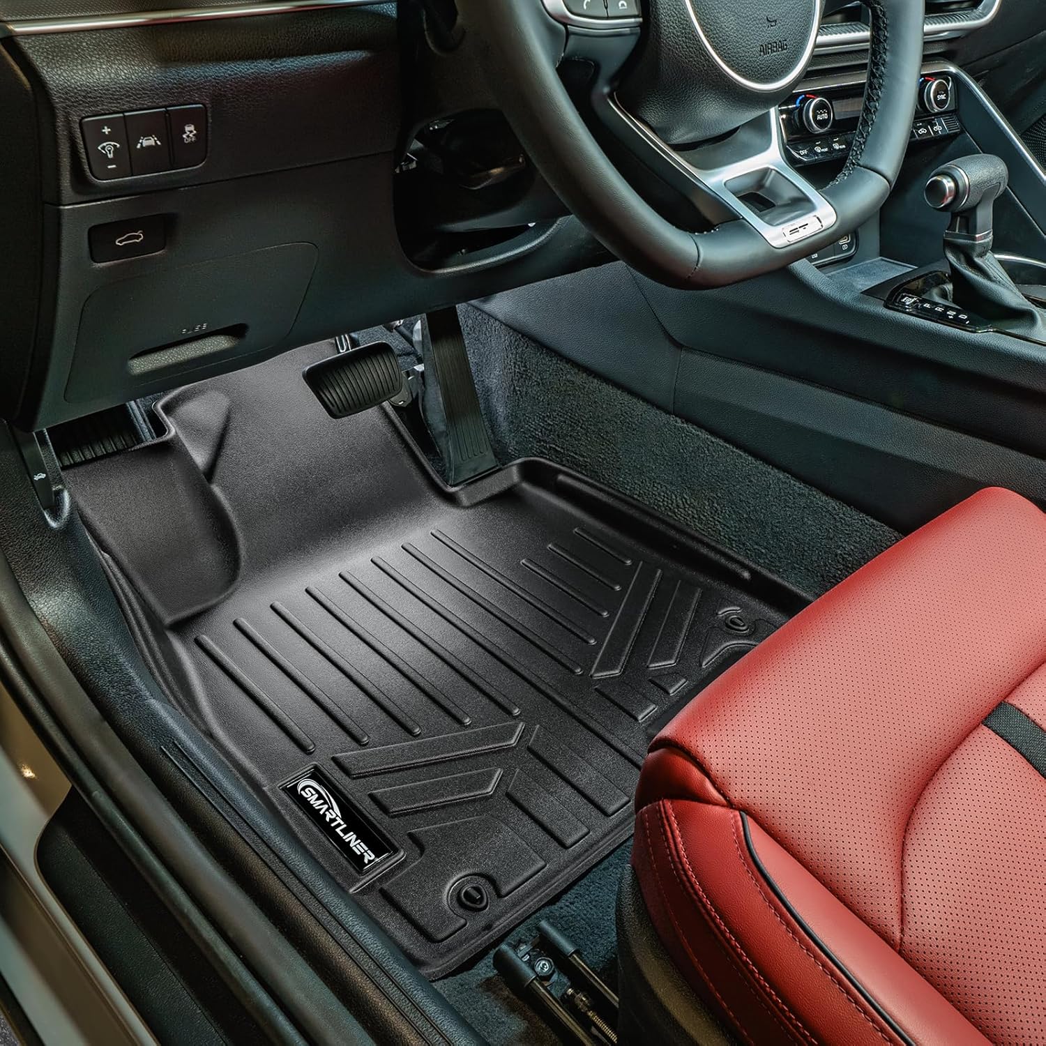 SMARTLINER Custom Fit All Weather 1st Row Black Floor Mat Liners Compatible with 2024-2025 Hyundai Sonata/Sonata Hybrid