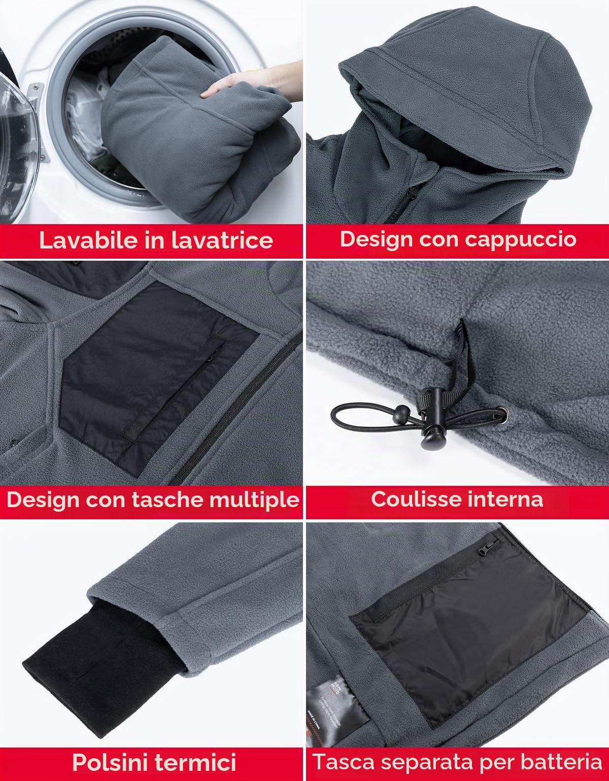 KEMIMOTO Giacca Termica Tattica Uomo con Telecomando App, 8 Zone di Riscaldamento, Giacca Riscaldata con batteria da 2 mAh