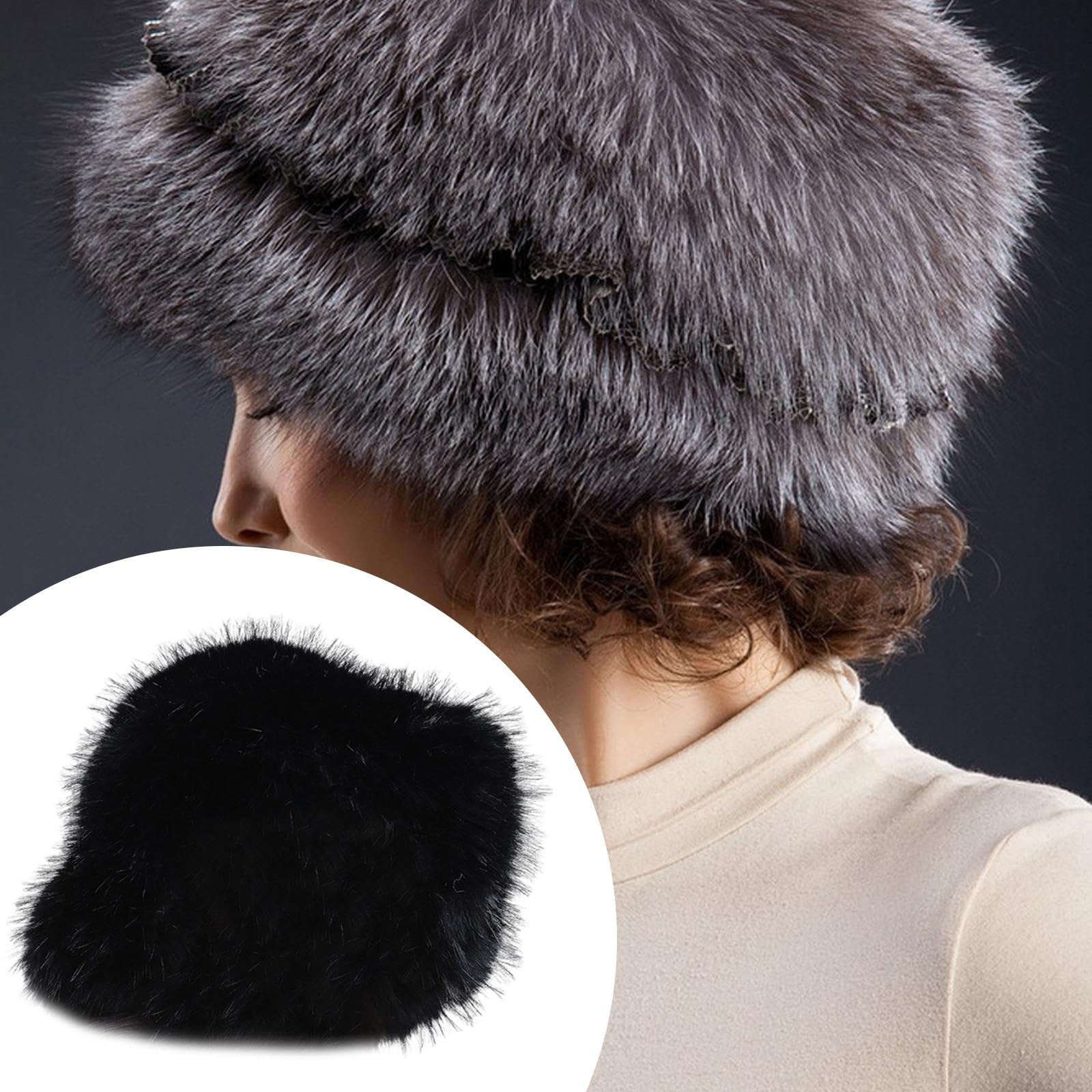 Cappello Invernale Donna Secchiello Pelliccia Sintetica Morbida Accessorio Testa Caldo Tendenza Moda Adatto per Eventi Sociali Viaggi Look Casual, Stile G