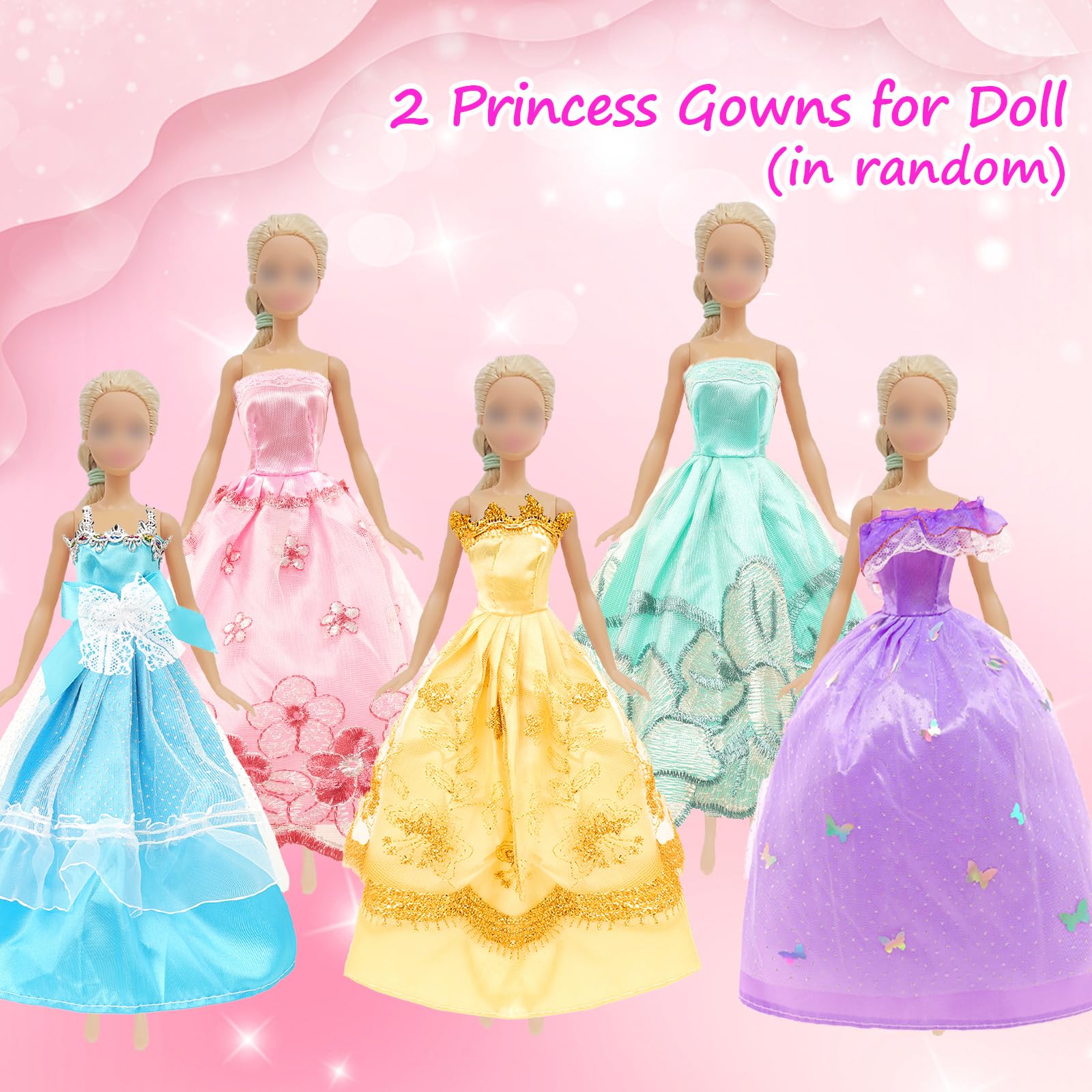 Kit Habillement 54 Accessoires Pour Poupée Barbie Robes