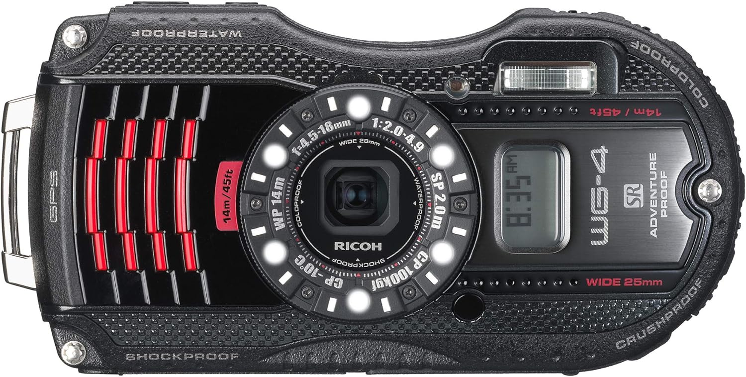 Waterproof digital camera black waterproof 14m; shock-resistant 2.0m; cold -10 degrees RICOH WG-4GPSBL 08558 - International Version (No Warranty)