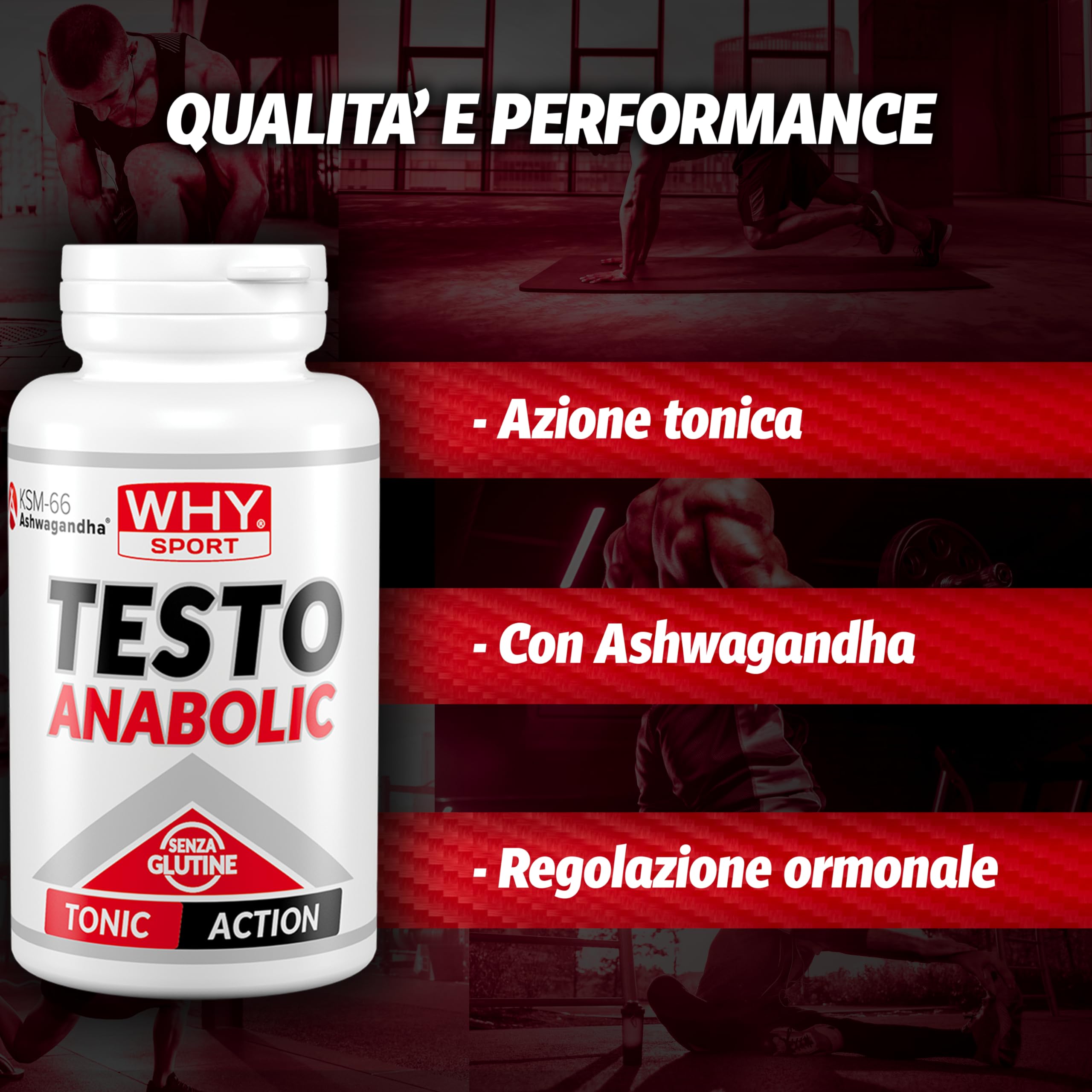WHY SPORT TESTO ANABOLIC - Pre Workout ad Azione Tonica - Integratore Alimentare con Ashwagandha, Cordyceps, Tribulus, Maca e Fieno Greco - 90 Compresse