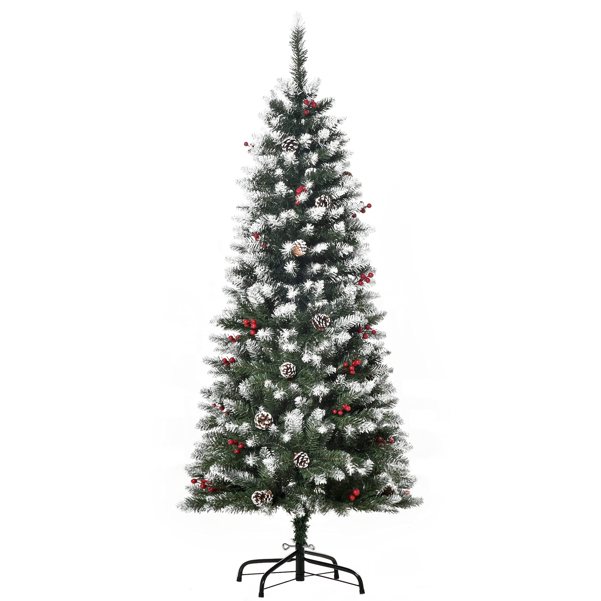 Rackhams Red 5Ft Artificial Christmas Tree Xmas Indoor Decoration W/ Pinecone - 5Ft