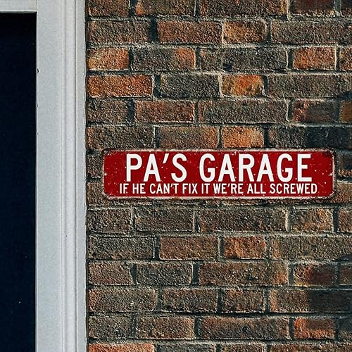 Miniatura 5 de Pa's Garage If He Can't Fix It We're All Screwed - Placa de pared de metal con texto en inglés "If He Can't Fix It We're All Screwed", placa de