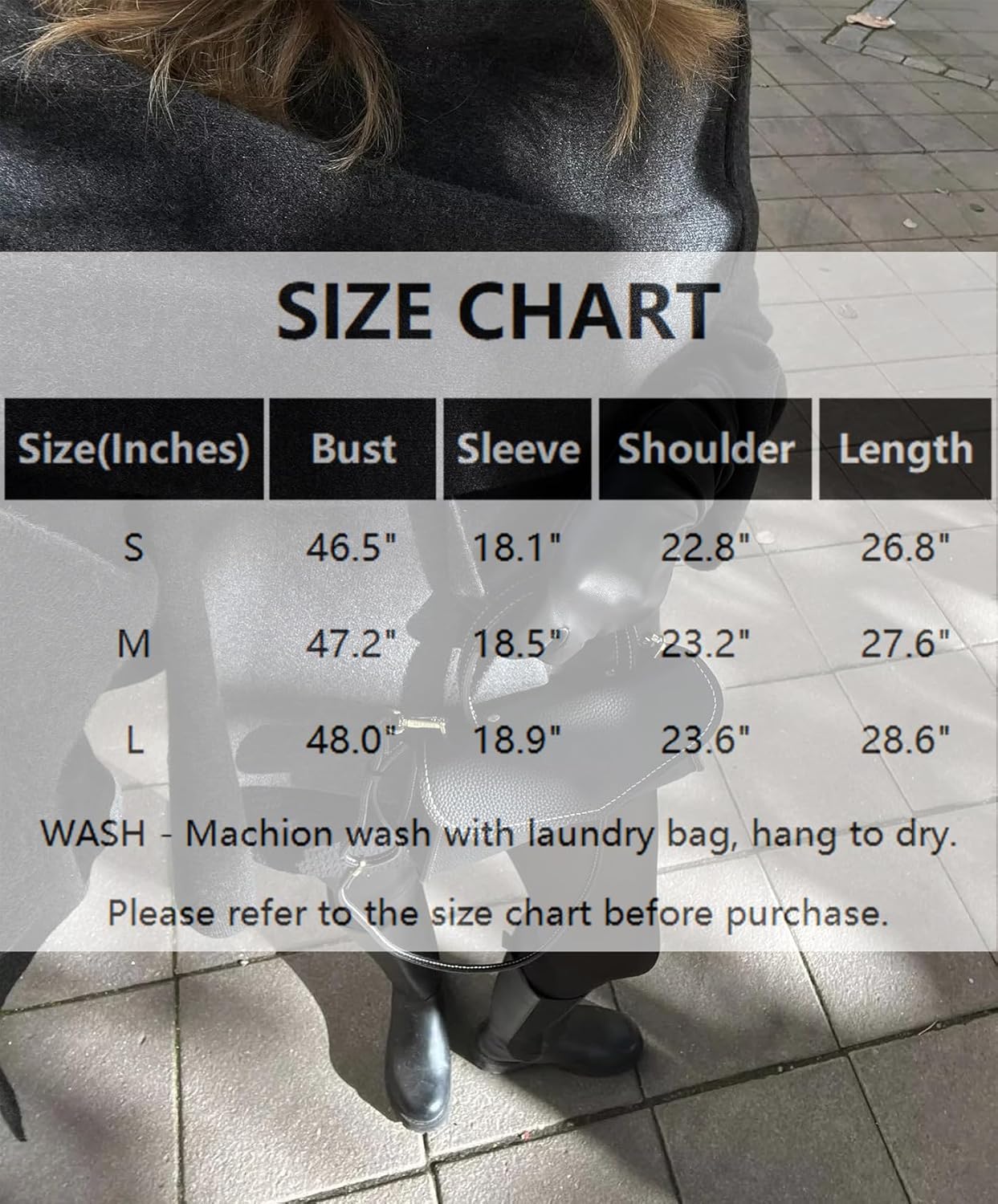Womens Oversized Scarf Jacket Wool Blend Coat Long Sleeve Button Wool Coats Overcoats - Image 7