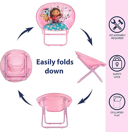 Miniatura 18 de Idea Nuova Paw Patrol Skye - Silla plegable Saucer™ de 19 pulgadas con marco de metal rosa, a partir de 3 años Avengers / Gris,Pistas de