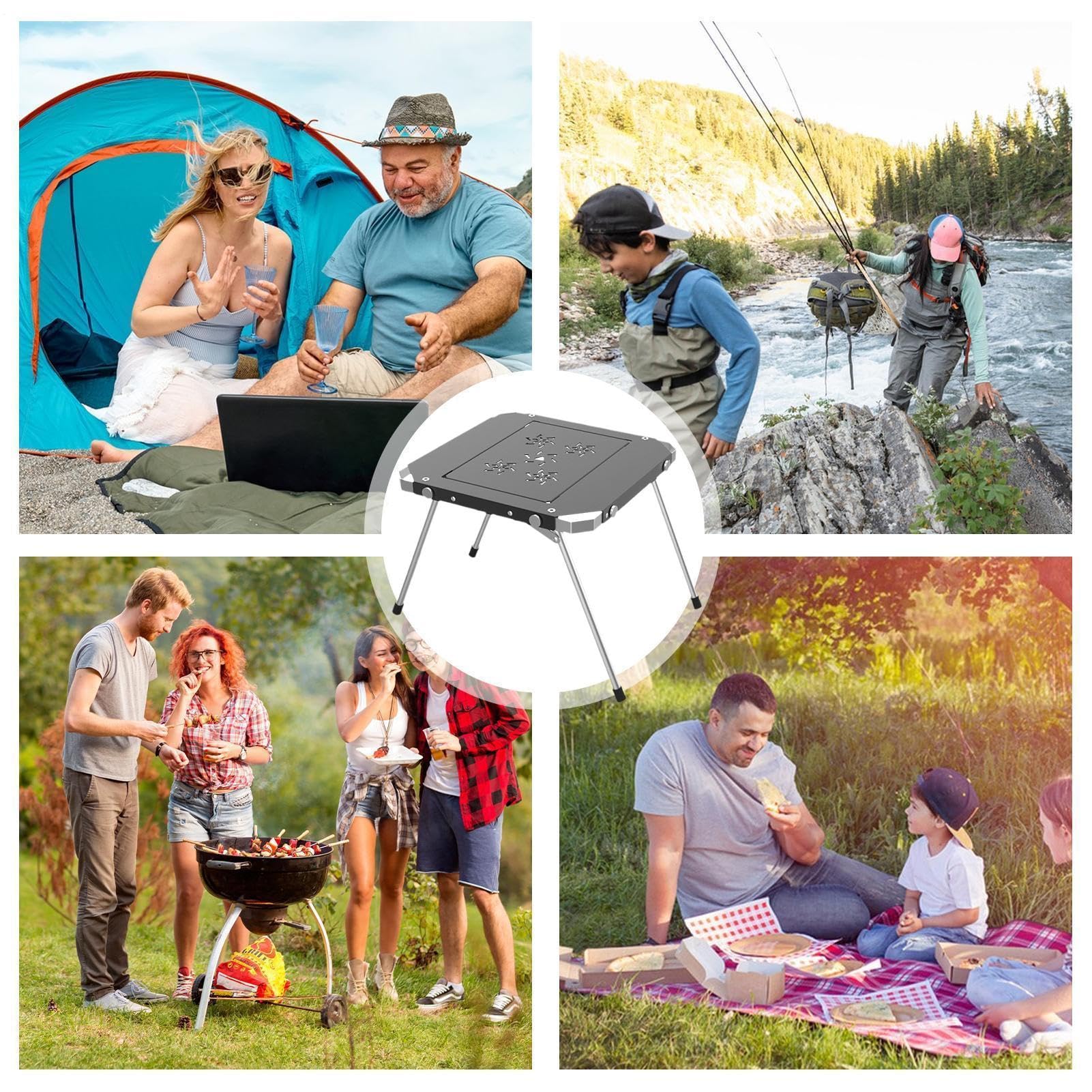 Tavolo da campeggio portatile, in lega di alluminio, portatile, pieghevole, per giardinaggio, per riunioni di famiglia, giardino, casa, patio, picnic, prato, cortile, all'aperto