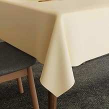 Encasa XO Water Repellent Satin Dining Table Cover, Washable Cream | 56"x72" | 4 to 6 Seater Rectangular | Water Repellent Polyester Satin | Shiny Lightweight Fabric | Washable