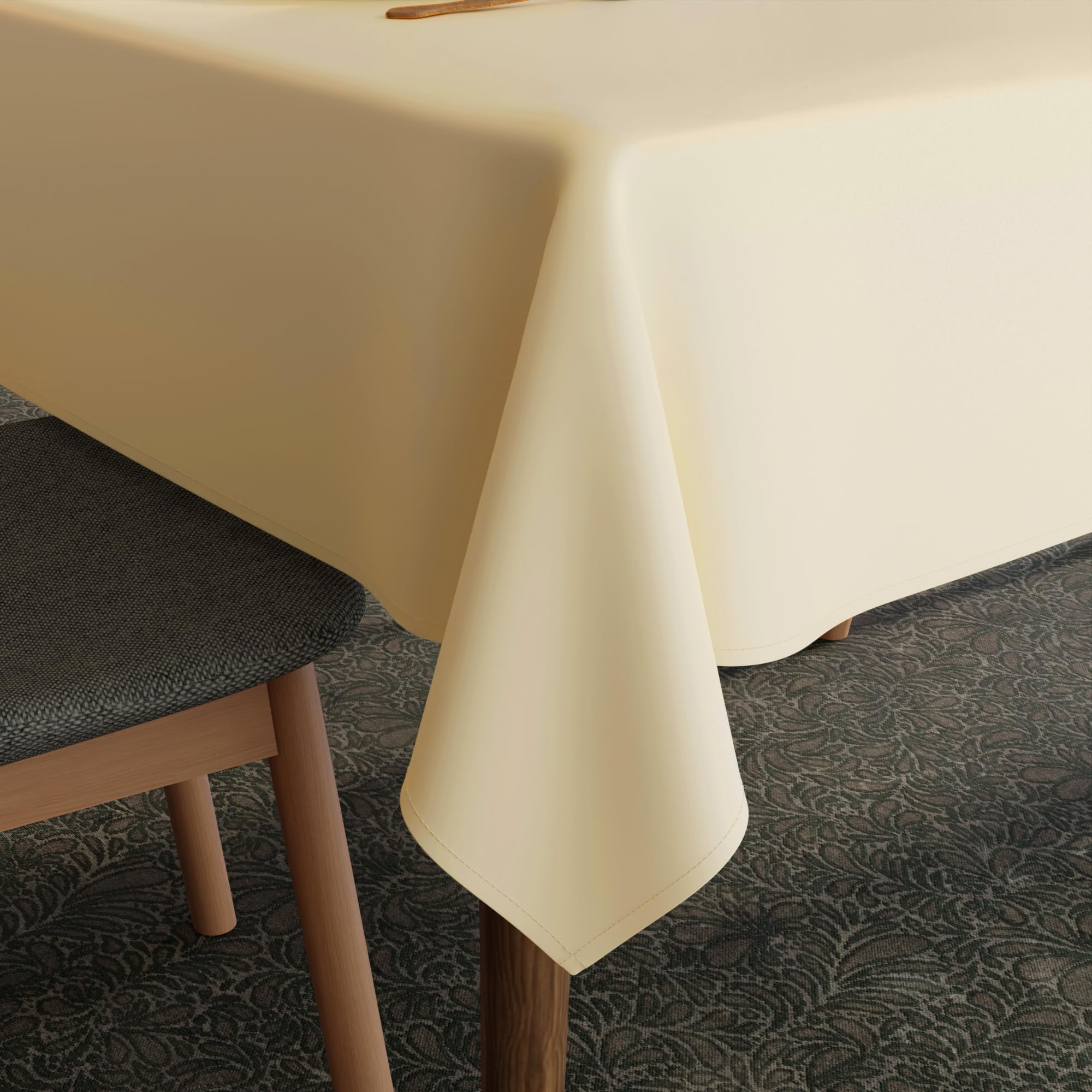 Encasa XO Dining Table Cover for 4 to 6 Seater | 140x180 cm | Water-Repellent Polyester Fabric Table Cloth | Cream Color | Machine Washable-image-48