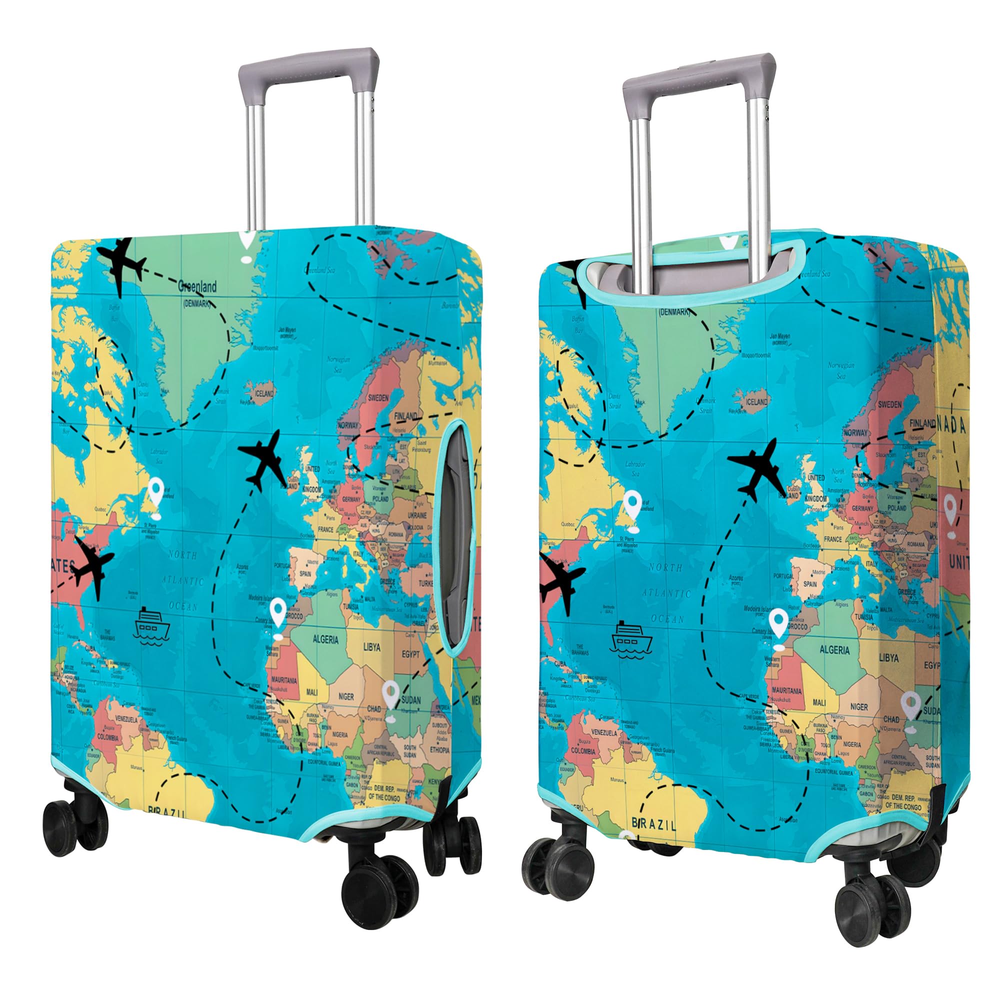 Copertura per bagagli da viaggio Protezione per valigie adatta a bagagli da 18-32 pollici Coperture per ruote da viaggio con motivi Articoli correlati a fiori Protezione elastica per bagagli