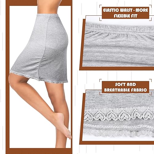 Miniatura 6 de Vestido de encaje de 4 piezas para mujer con ribete de encaje corto, medias ranuras para debajo de los vestidos, debajo de la falda para vestidos