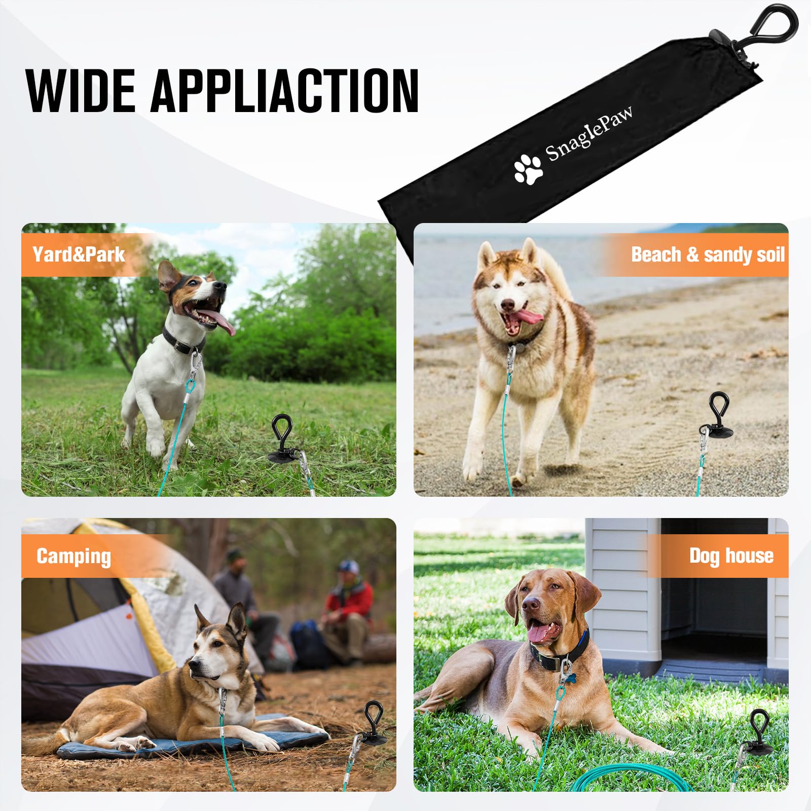 Premium Hunde-Ankerspieß, extra strapazierfähig, für Hunde, Anker-Spike für Kabelketten im Hof oder Camping, kein Bücken oder Herausziehen für kleine, mittelgroße oder große Hunde