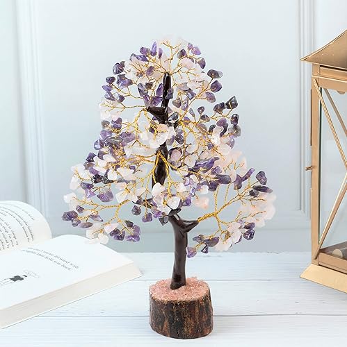 Miniatura 3 de Crocon Figura de árbol de piedras preciosas de Feng Shui, bonsái, de buena suerte, para el equilibrio de chakras, reiki, cristales curativos,