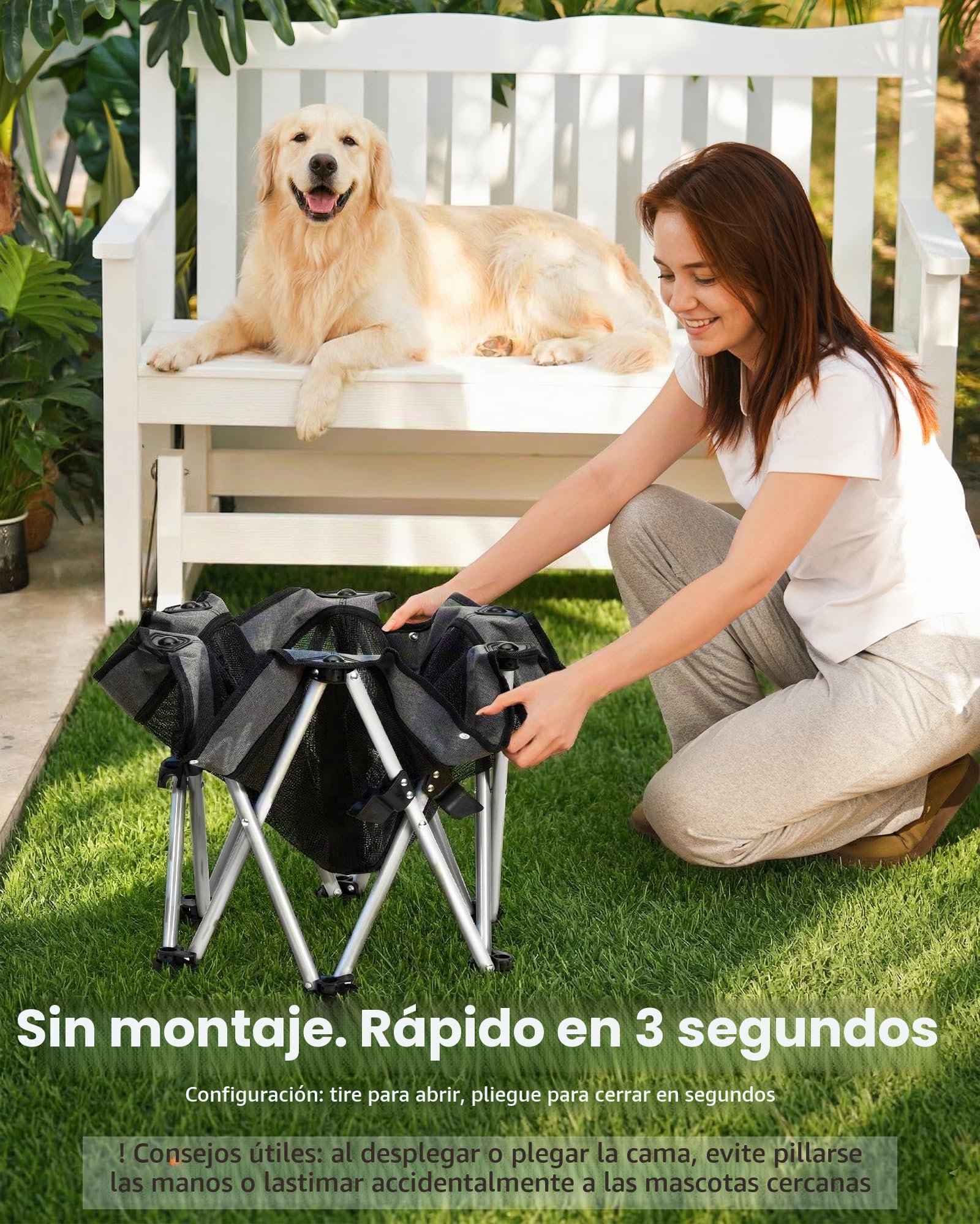Pecute Cama Elevada para Perros Grande con Manta Refrescante, Sin Montaje, Apto para Gatos y Perros, Plegable para Interior y Camping, Tamaño XL, Soporta hasta 60kg, Gris