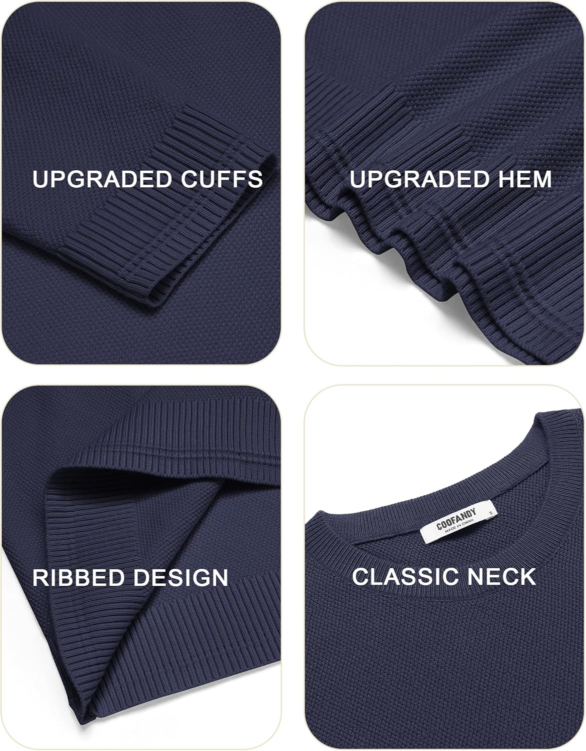 COOFANDY Mens Crew Neck Sweaters Long Sleeve Lightweight Knit Dress Pullover Sweaters - Image 5