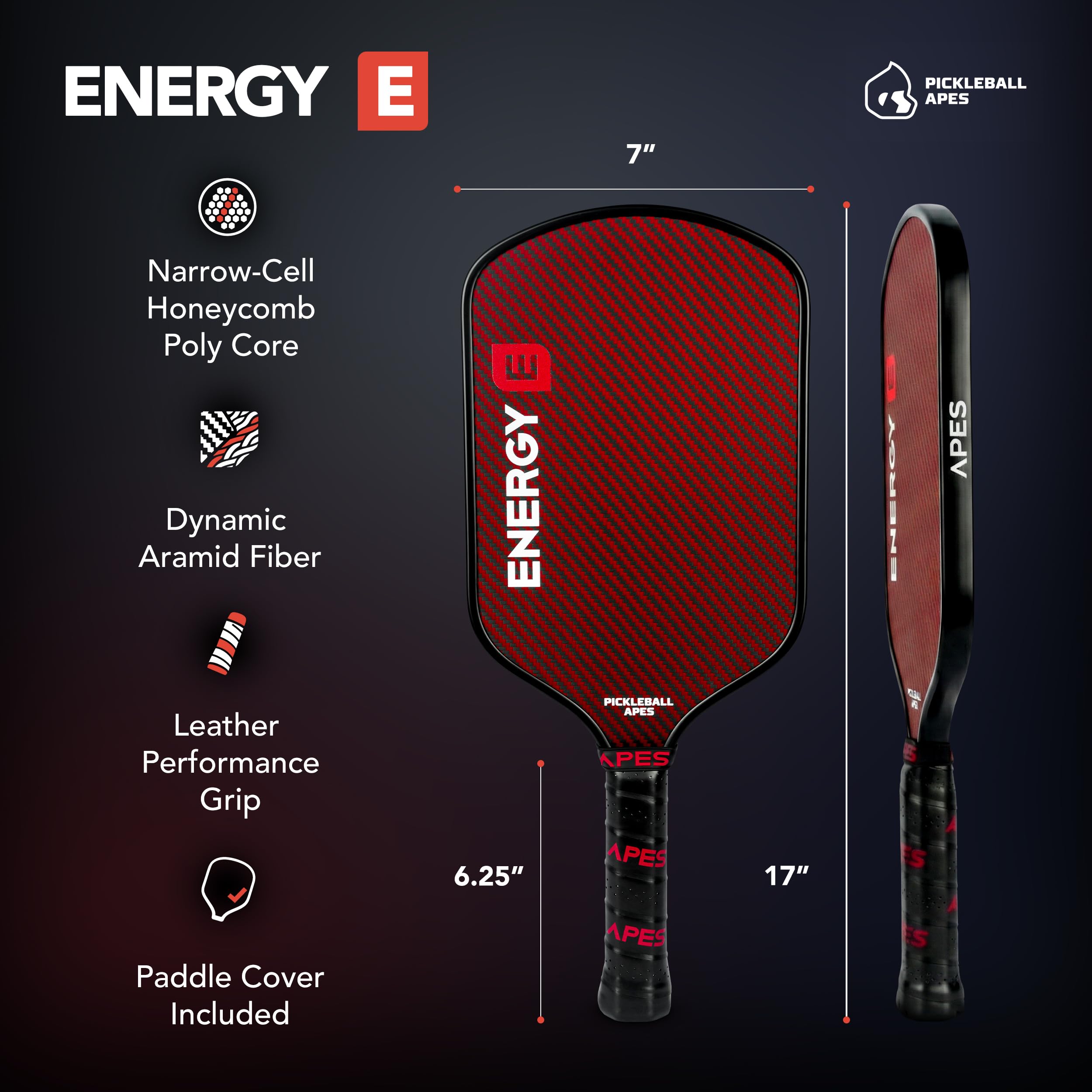 Amazon | Pickleball Apes Energy S パドル – USAPA承認のカーボン