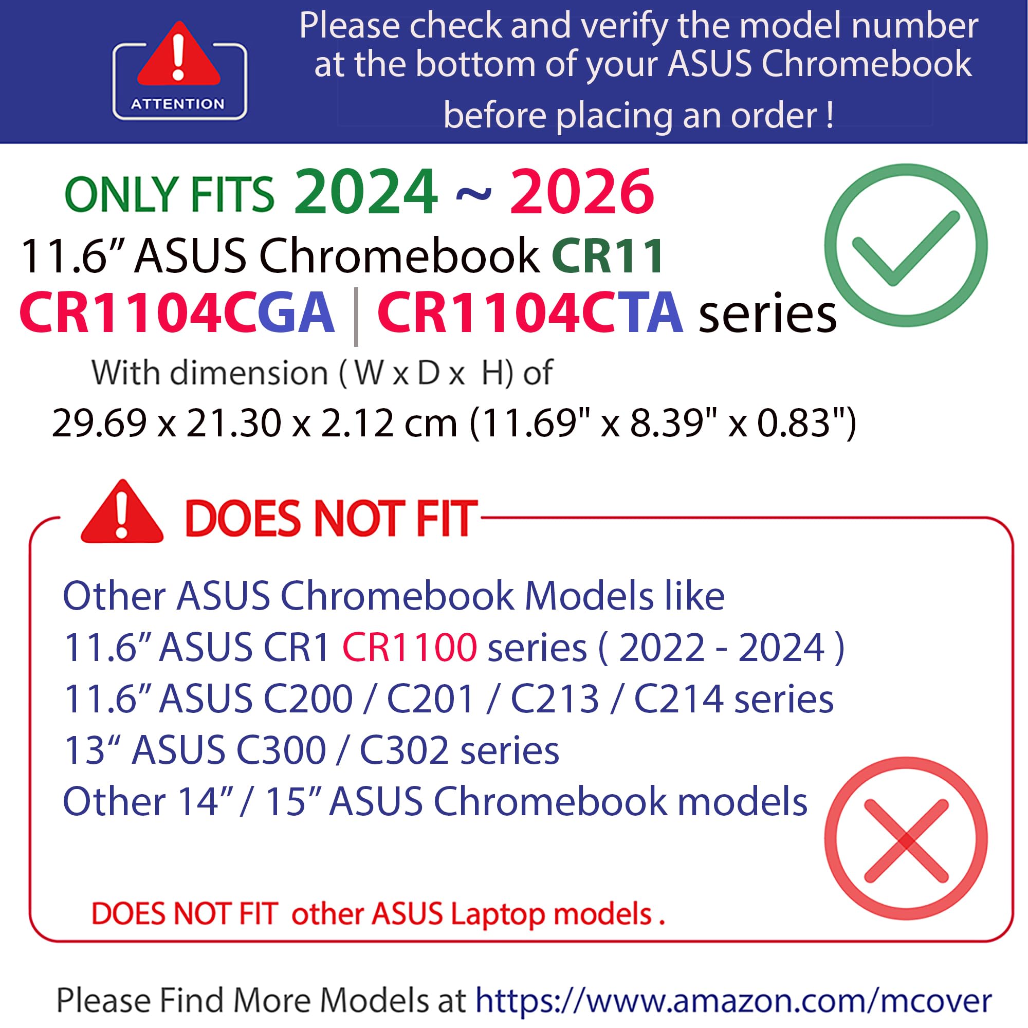 mCover Funda Solo Compatible con computadoras portátiles ASUS Chromebook CR1104CGA / CR1104CTA / CR1104FGA/ CR1104FTA Series de 11.6 Pulgadas (no es Compatible con ningún Otro Modelo ASUS) aquamarina