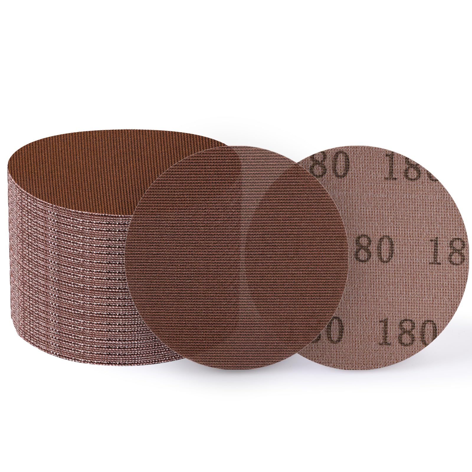 UMXIUO 50 Piece 125mm Mesh Round Sanding Discs Hook & Loop, Grits 180, Suitable for 125mm Orbital Sanders