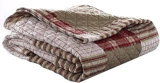 Eddie Bauer Camano Island Red Cotton Percale Throw Blanket 50x60 - Ultra-Soft Plaid for Couch or Bed