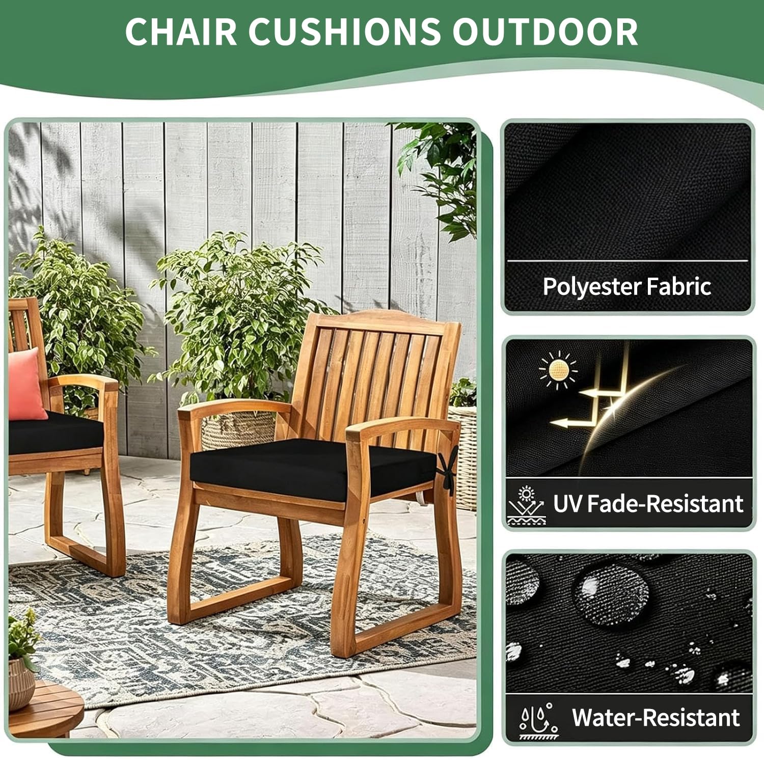Cuscini per Sedie Da Esterno per Mobili Da Giardino, 50x55x5cm, Cuscino Imbottito in Schiuma Ad Alta Densità con Lacci E Fodere Rimovibili, Cuscino per Seduta Da Esterno Impermeabile, Grigio Chiaro