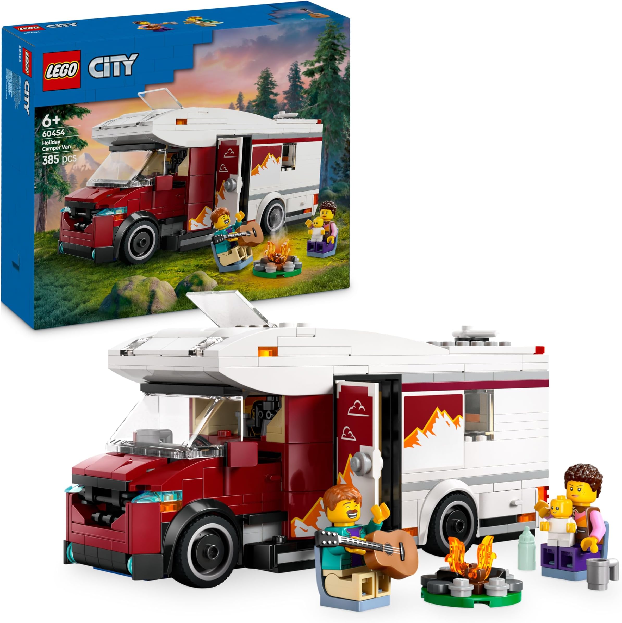 City Holiday Adventure Camper Van Toy - Creative Building Toys for 6+ Year Old Boys & Girls - Includes 3 Minifigures & Accessories - Gift Ideas for Birthdays & Holidays - 60454