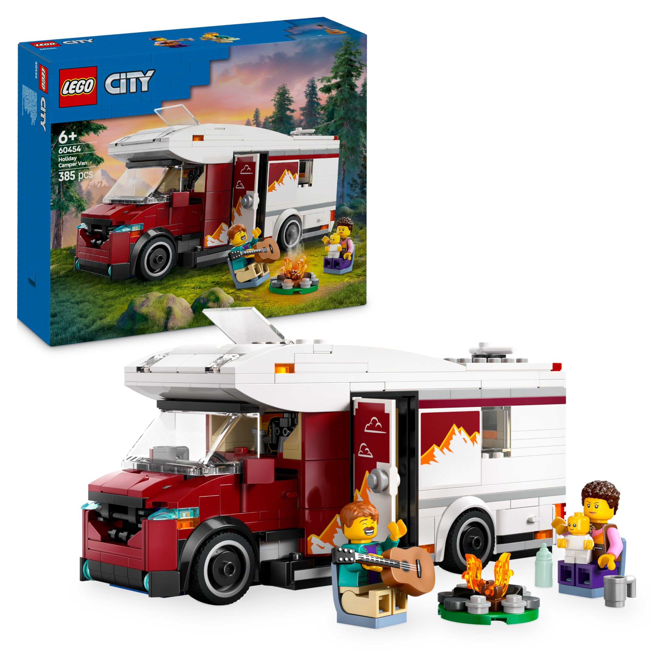 LEGOCity Holiday Adventure Camper Van Toy - Creative Building Toys for 6+ Year Old Boys & Girls - Includes 3 Minifigures & Accessories - Gift Ideas for Birthdays & Holidays - 60454