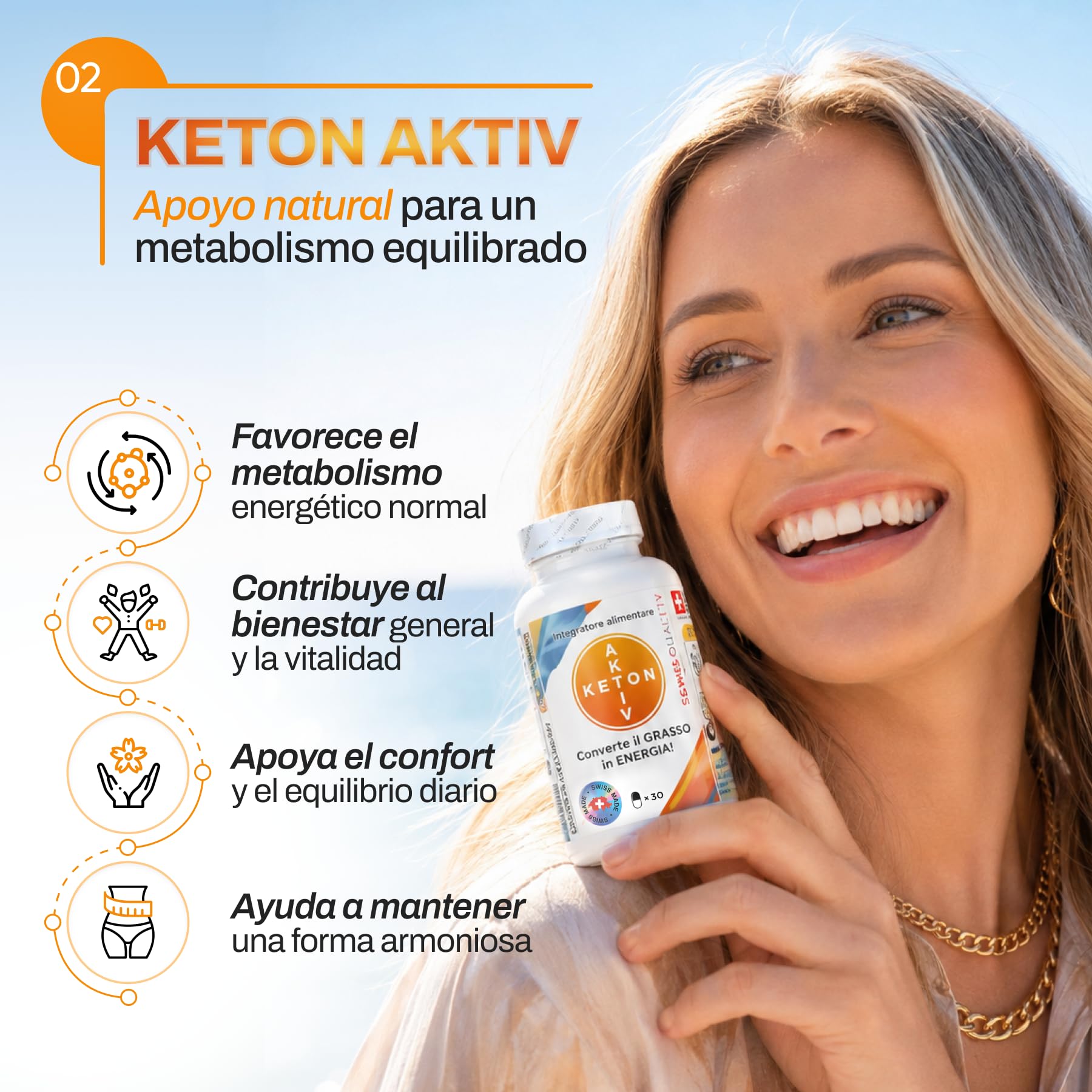 Cápsulas Keton Aktiv | Para dieta cetogénica | L-carnitina 500 mg + Extracto de té verde 200 mg | Apoyo al metabolismo | Con Gymnema Sylvestre, Rhodiola Rosea, CLA | 30 cápsulas