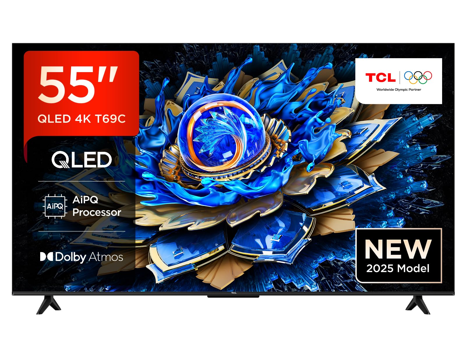 TCL 55T69C 55” QLED 60HZ 4K HDR, Google TV, Smart TV (Dolby Vision & Atmos, Motion clarity, compatibile con Google Assistant & Alexa), 2025