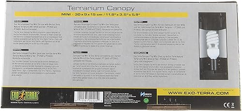 Hagen Exo Terra Mini Compact Incandescent Light Fixture for Exo Terra Glass Terrariums PT2600/PT2602 – Measures 11.8” x 3.5” x 5.9”, Black