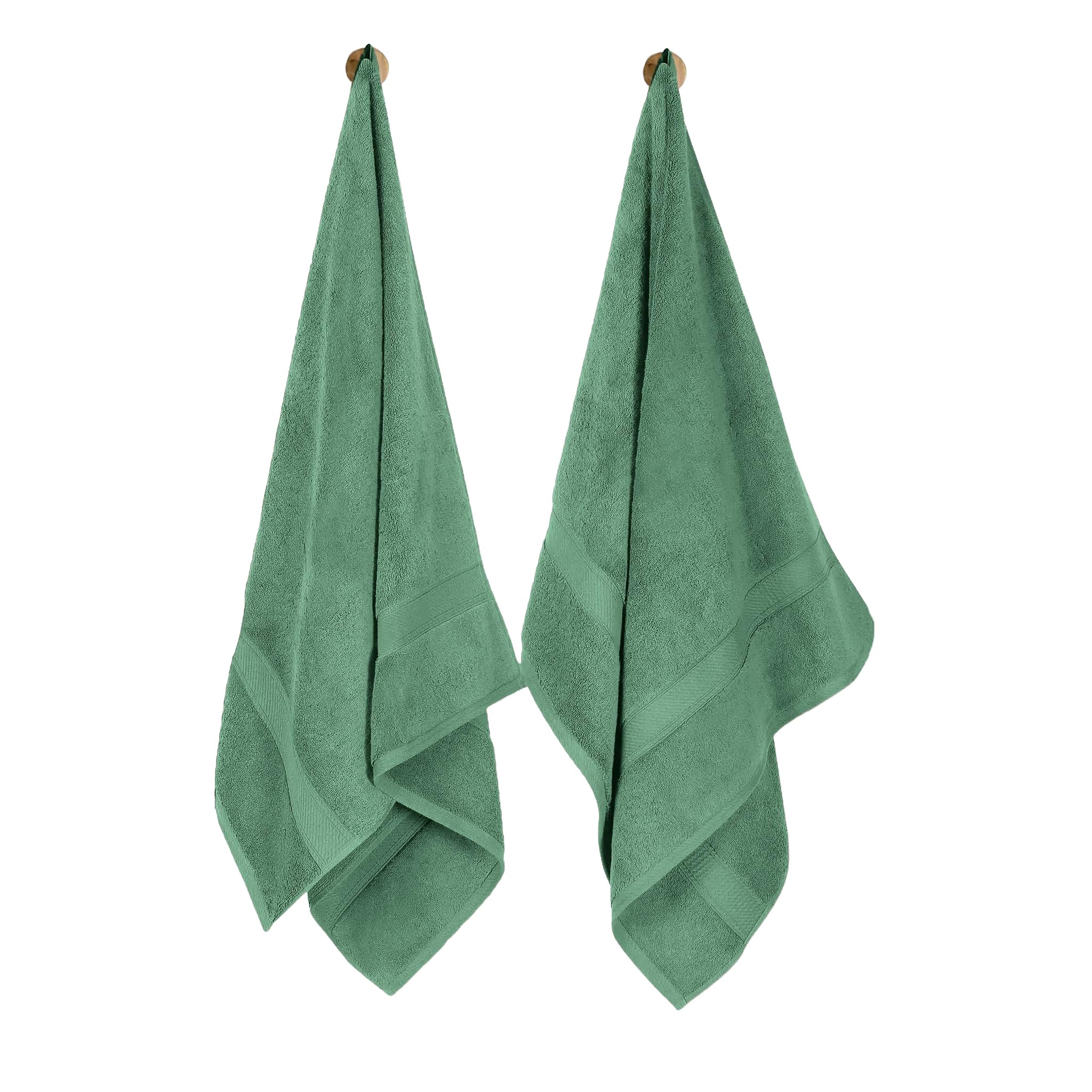 Tee Projekt 100% Cotton, Ultra Soft, Quick Dry Hand Towel, (40 x 70 cm), (500 GSM, Pack of 2) Nature Green-image-4