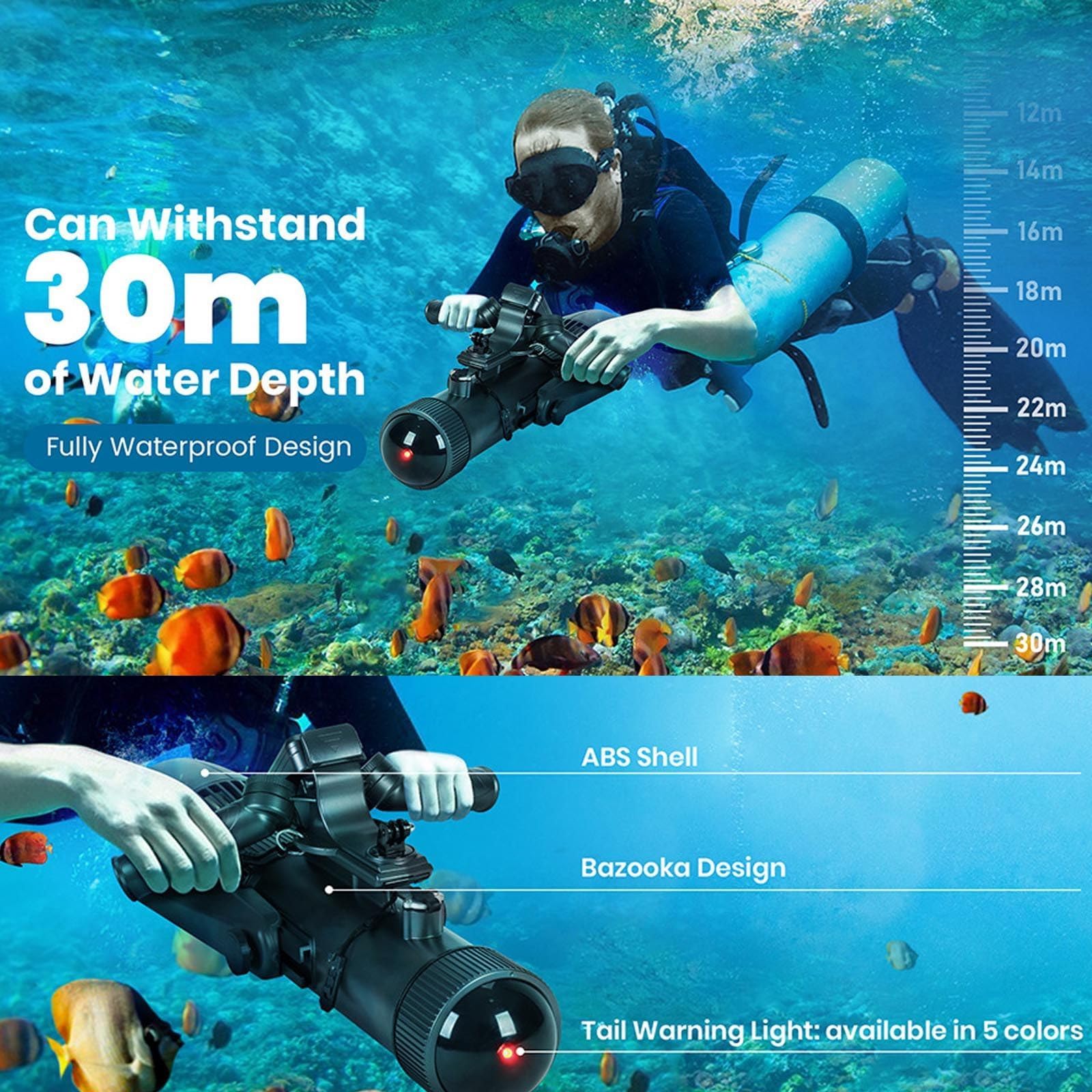 500W Scooter Submarino eléctrico (2025 Nuevo), Scooter Marino Que controla el Pulgar, Velocidad de la Hoja 1800-2700 RPM, para el Supple de Paleta, Piscina, Buceo y Snorkel, Scooter de Agua