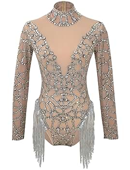 Amazon.com: YUANTONG Sparkly Embellished Sheer Stretch Mesh