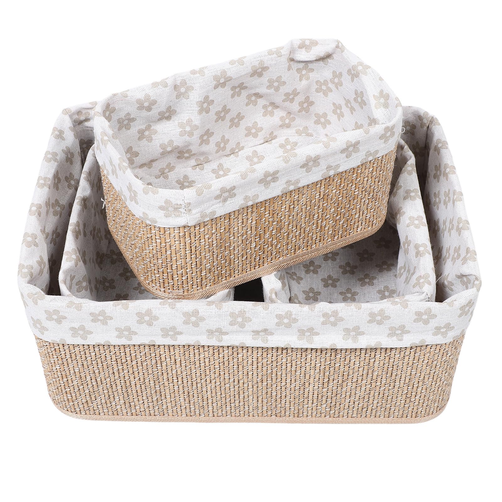 Alipis 4 Pezzi Rustico Cesto Coffee Portaoggetti Intrecciato Bambù per | Struttura Flessibile Intrecciata, Apertura Ampia e Profilo Basso, per Area Gioco Bambini e Nursery
