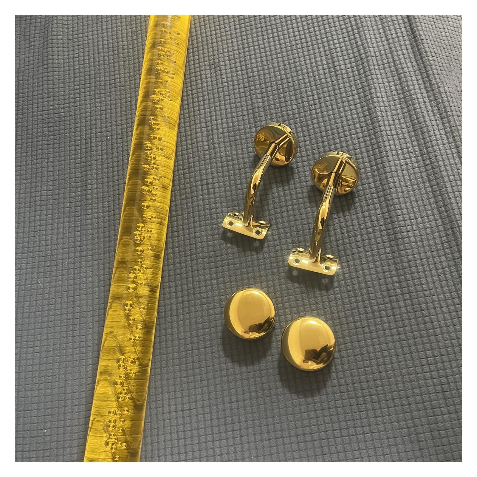 Vividcrate Golden Custom Length Clear Acrylic Stair Handrail With Sus Brackets - Durable & Stylish(,1.5Meters)