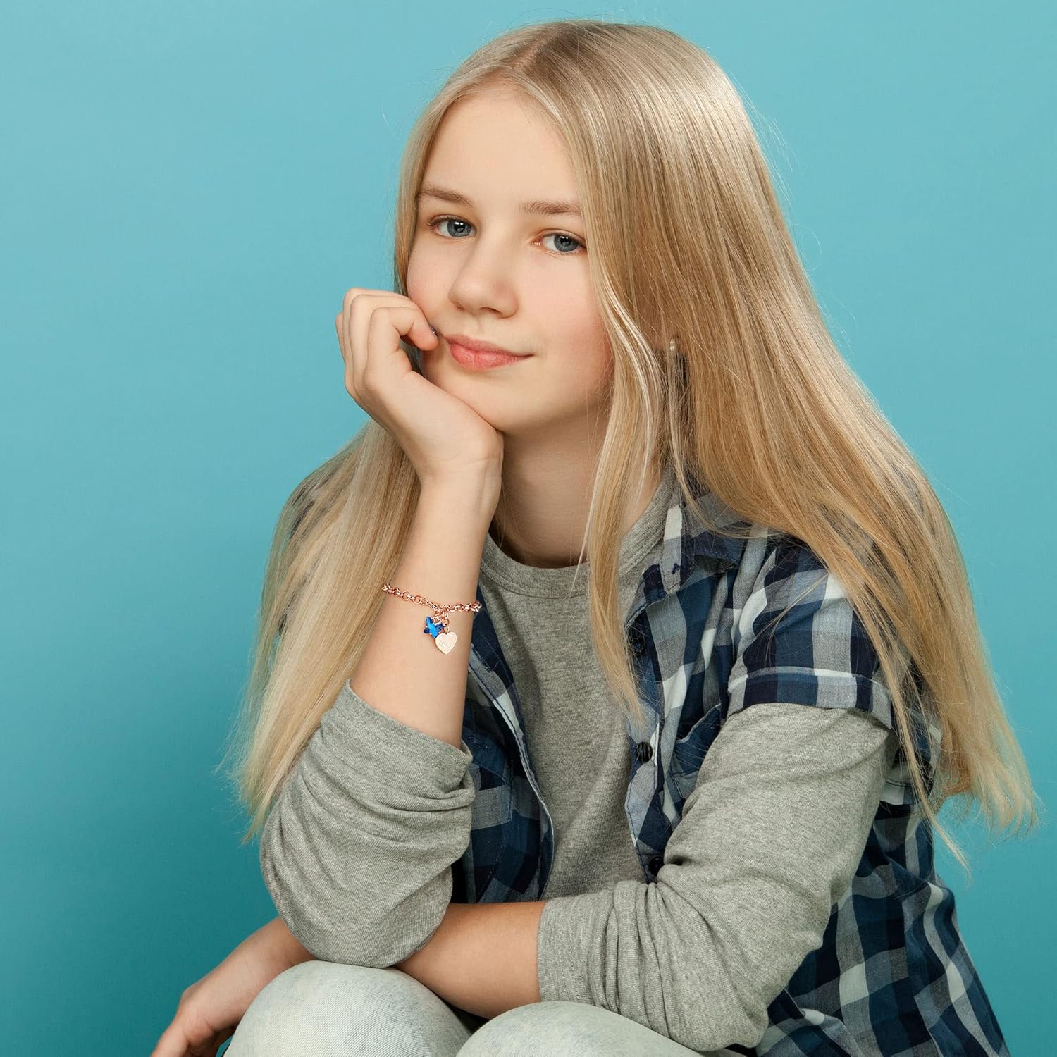 IEFWELL Initial Charm Bracelets for Girls - Crystal Butterfly Bracelets for Teen Girls Gifts Trendy Stuff Dainty Heart Initial Charm Bracelet for Girl Women Butterfly Jewelry Gifts - Image 4