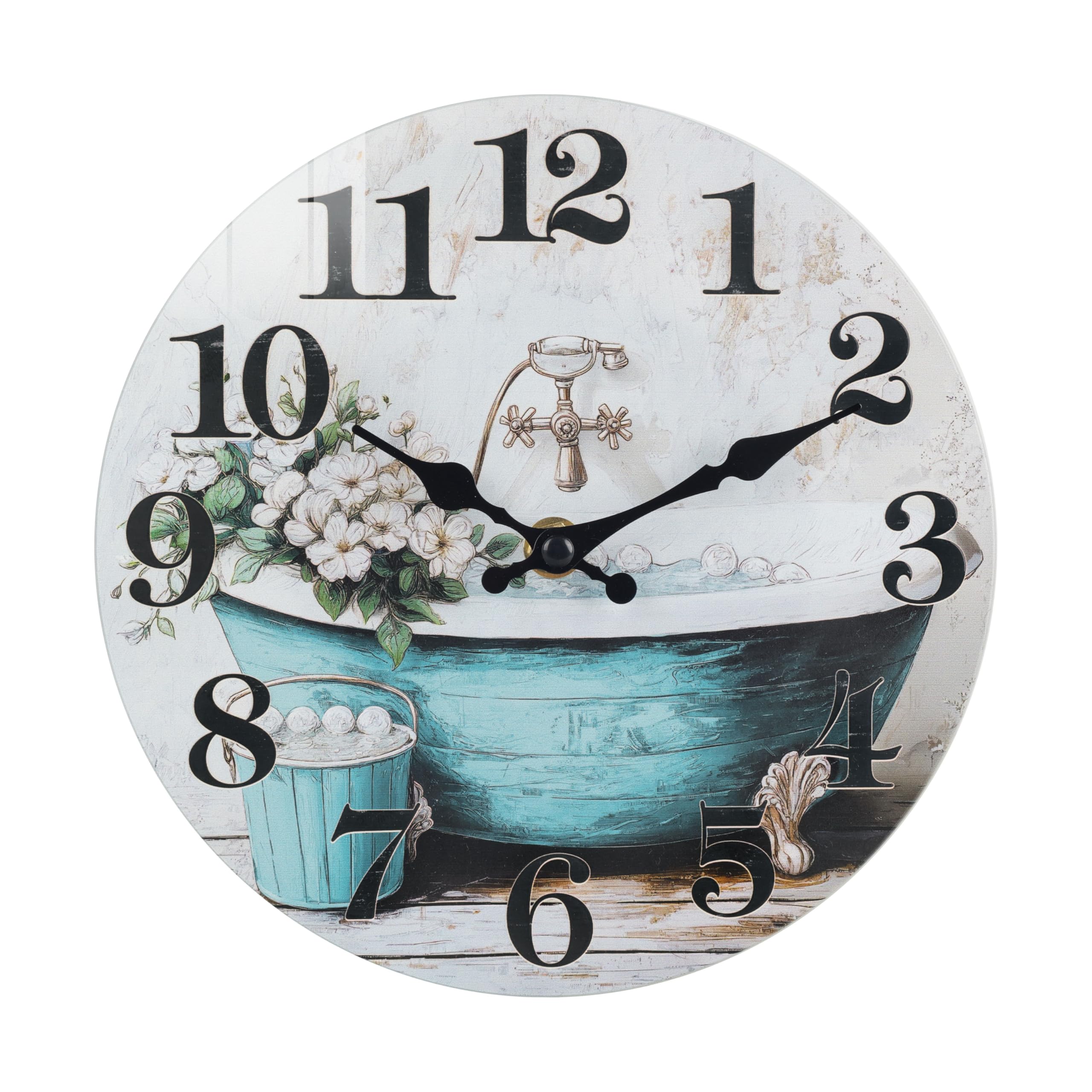 Bathroom Wall Clock,Rustic Style Waterproof Glass Shower Clock Wall Clock for Bathroom Decor (8 Inch,Blue)