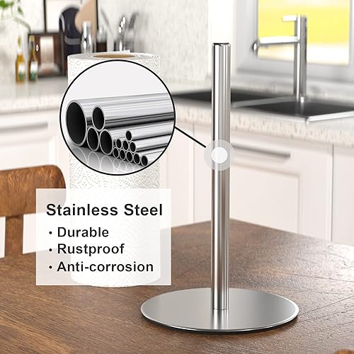 Miniatura 2 de Soporte para toallas de papel plateado, organizador de papel de acero inoxidable premium, dispensador de rollos de cocina clásico