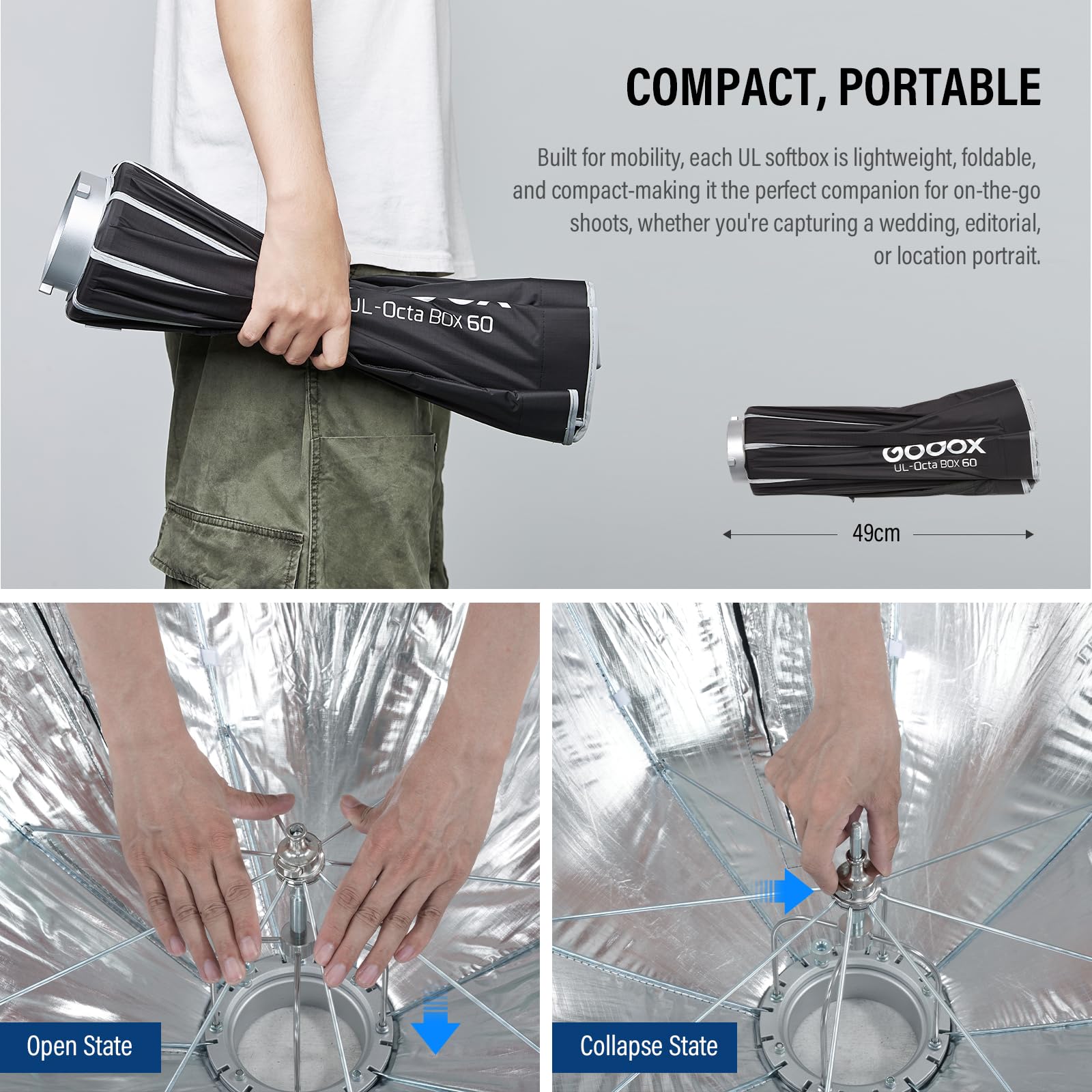 GODOX UL Softbox para fotografía, video, estudio, retrato y fotografía de productos (octa 60)