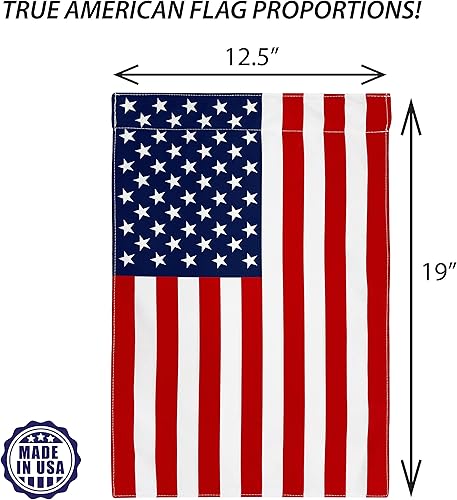 Miniatura 4 de Salt and Palms Bandera americana de jardín del 4 de julio fabricada en los Estados Unidos de primera calidad, polipopelín resistente a la