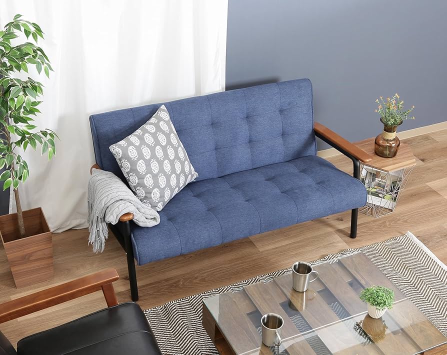 Amazon｜不二貿易 ソファ 2人掛け 幅133cm ブルー ファブリック