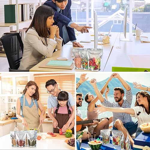 Miniatura 7 de Ctosree 200 bolsas de pie, parte delantera transparente sellable resistente con parte trasera de papel de aluminio, cremallera de plástico,